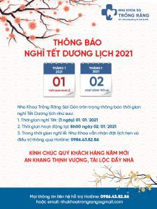 Nha khoa trồng răng sài gòn thông báo lịch nghỉ tết dương lịch