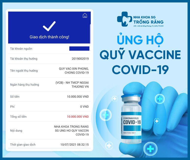 Số tiền nha khoa trồng răng sài gòn ủng hộ quỹ vaccine covid-19
