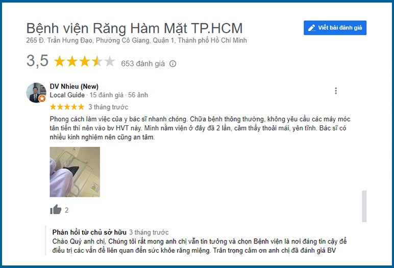 review bệnh viện răng hàm mặt tphcm