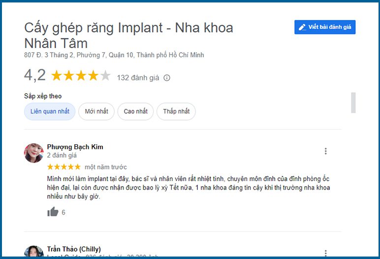 review nha khoa nhan tam Top 10 Địa chỉ Nha khoa Implant HCM uy tín