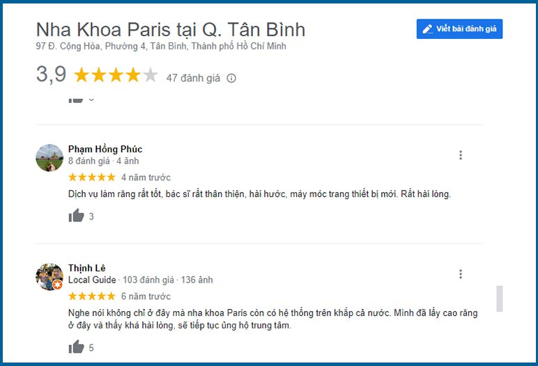 review nha khoa paris