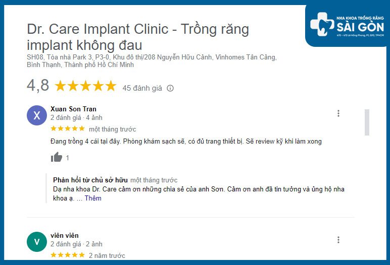 Khách hàng review nha khoa drcare có tốt không