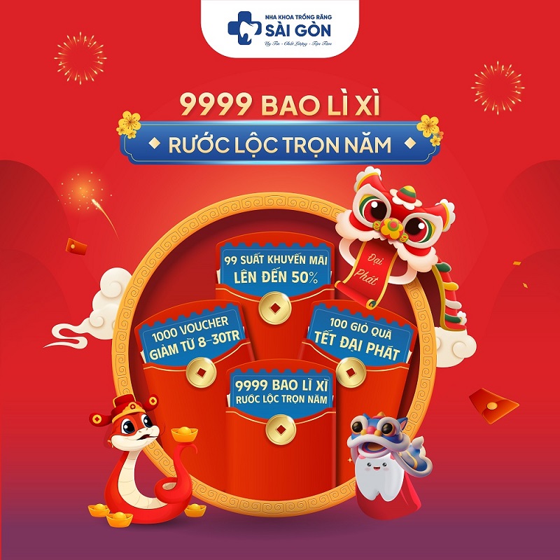 9999 bao li xi nha khoa trong rang sai gon 9999 Bao Lì Xì Rước Lộc Trọn Năm Nha Khoa Trồng Răng Sài Gòn
