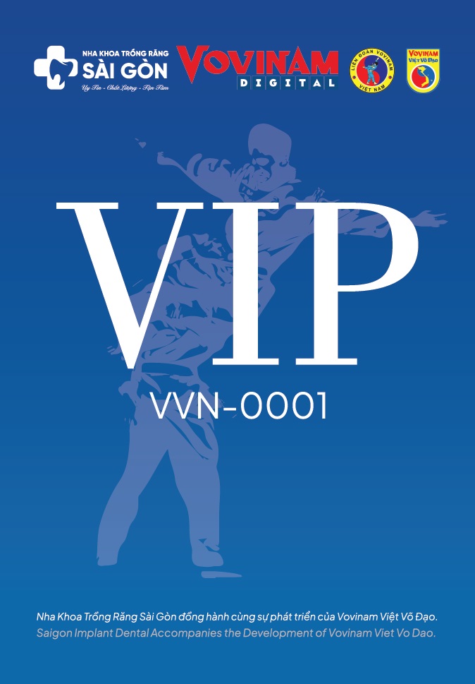 Vovinam Việt Võ Đạo VIP Card (Front) – Exclusive Dental Privileges for Masters at Saigon Implant Dental