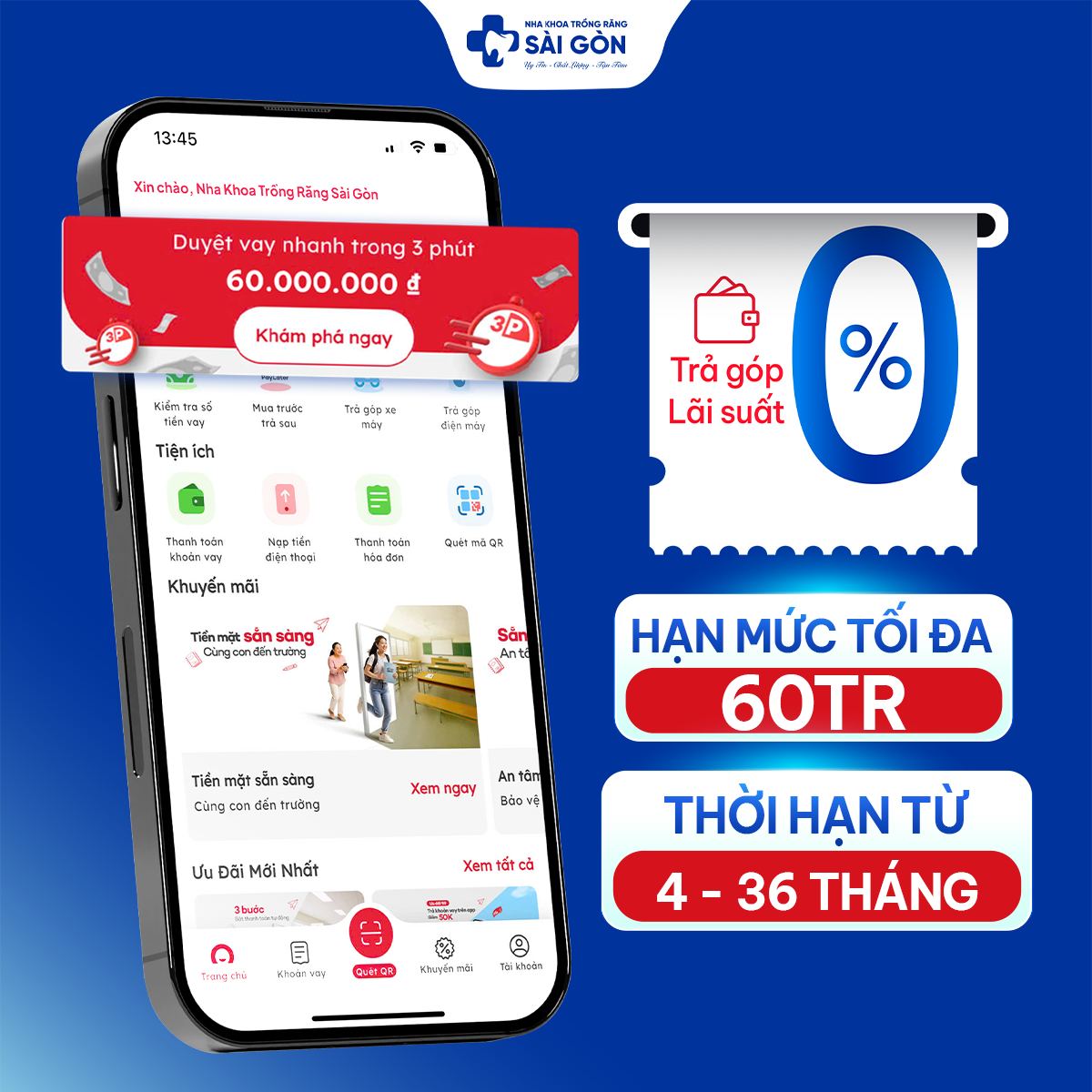 Trả góp 0% Home Credit Nha Khoa Trồng Răng Sài Gòn