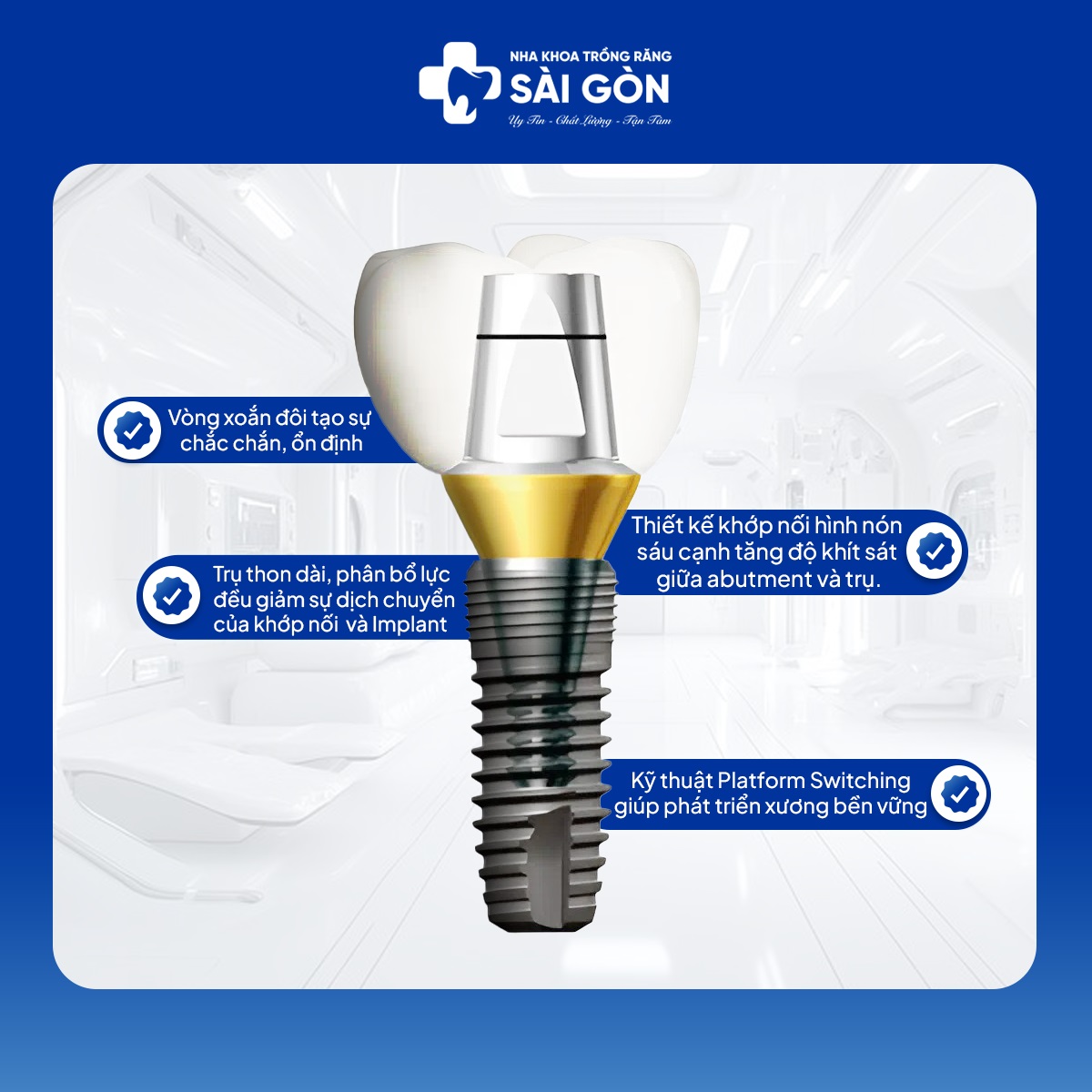 Trụ implant Superline giúp tích hợp xương bền vững